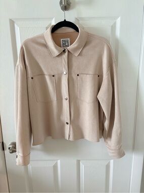 Neutral Beige Button-Front Jacket